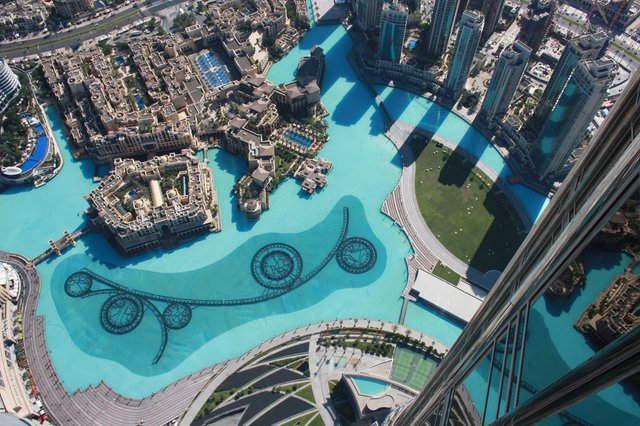 The Dubai Fountain from the Burj Khalifa Outdoor Observation Deck